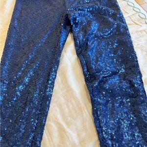 Blue Sequin Leggings